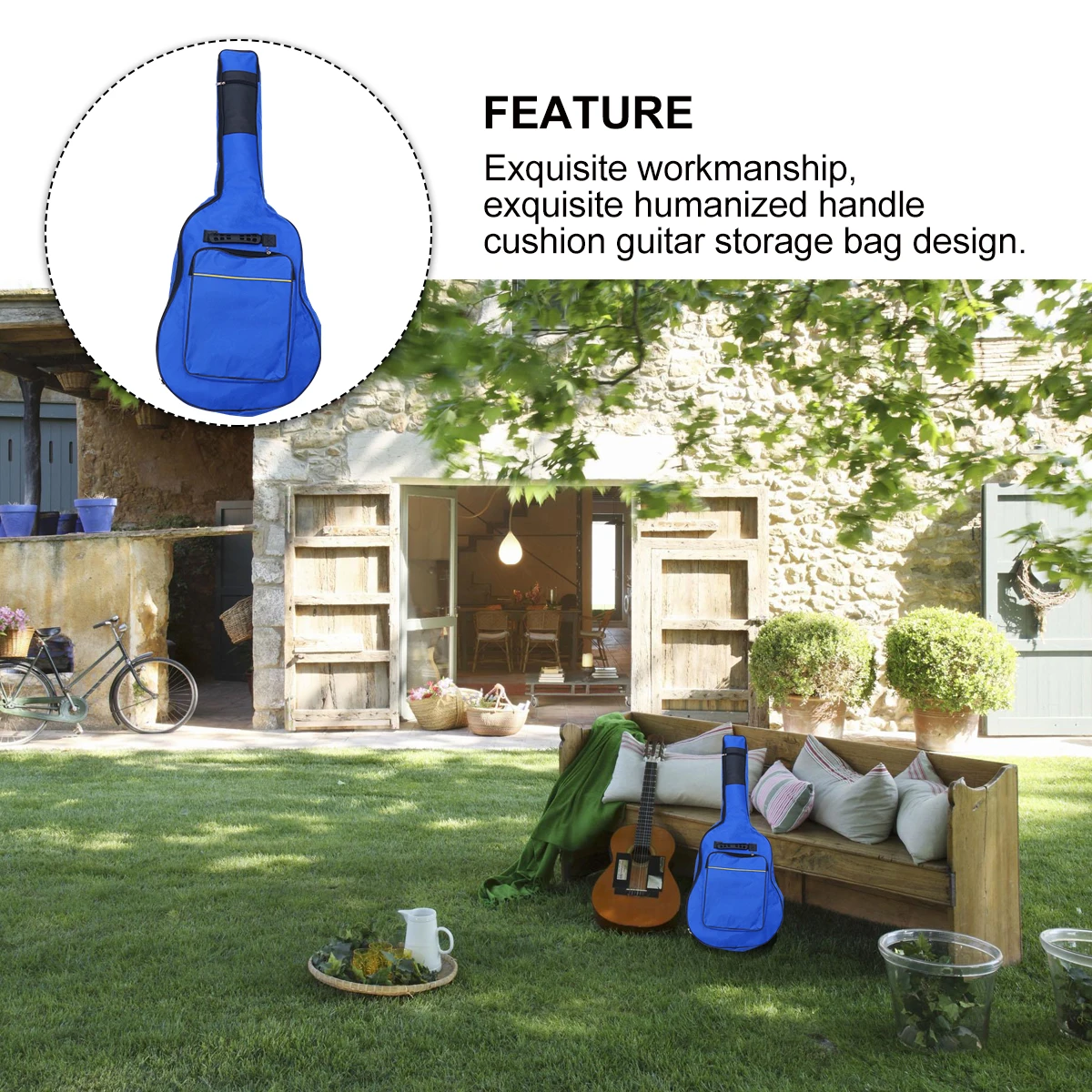 

Waterproof Guitar Bag 40 41 Inch Thickened Full Body Protection for Acoustic Folk Guitar Oxford Fabric Double Strap Carry Case