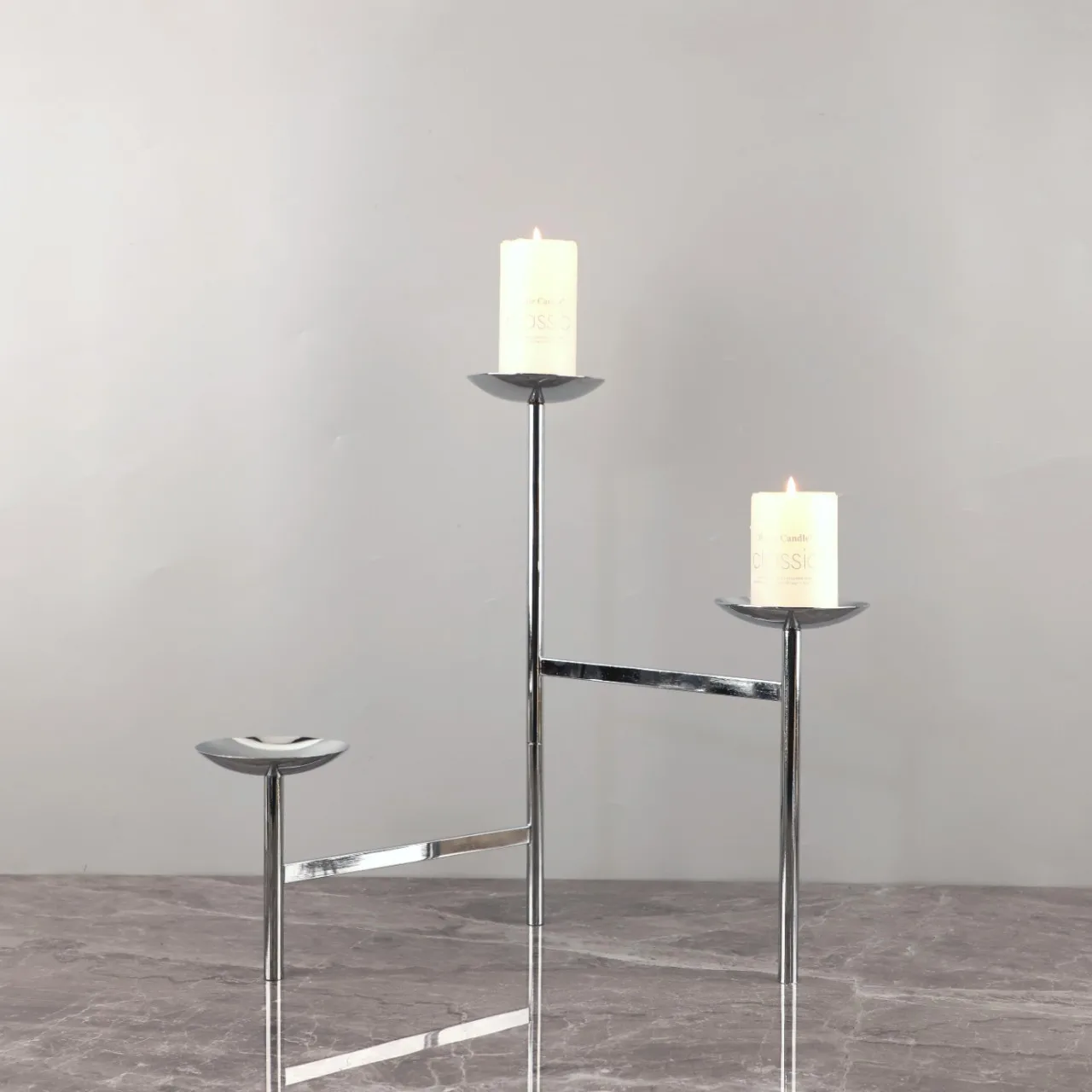 

Modern Simple Geometric Stainless Steel Candlestick Art Decorative Ornament Restaurant Living Room Hotel Homestay Home Decoratio