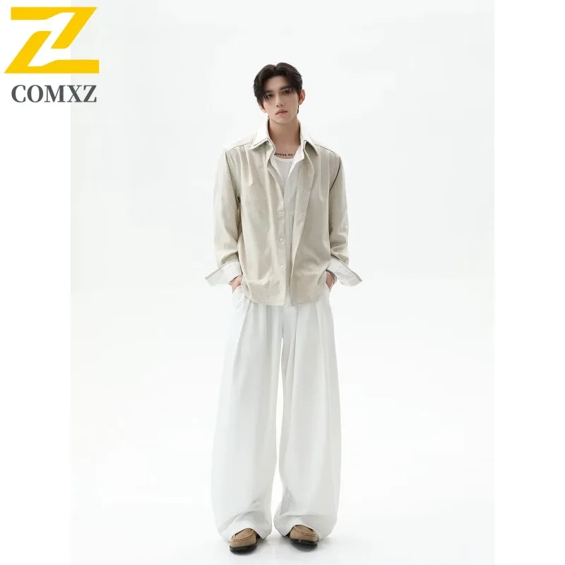 

COMXZ 2025 Spring Autumn New Men Ins High Street Trend Coat Hong Kong Style Harajuku Korean Version Handsome Loose Fit Jacket