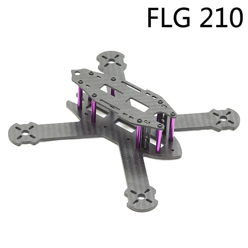 FLG 210mm มินิคาร์บอนไฟเบอร์บริสุทธิ์ชุดกรอบเบามาก qav Drone Racing RC