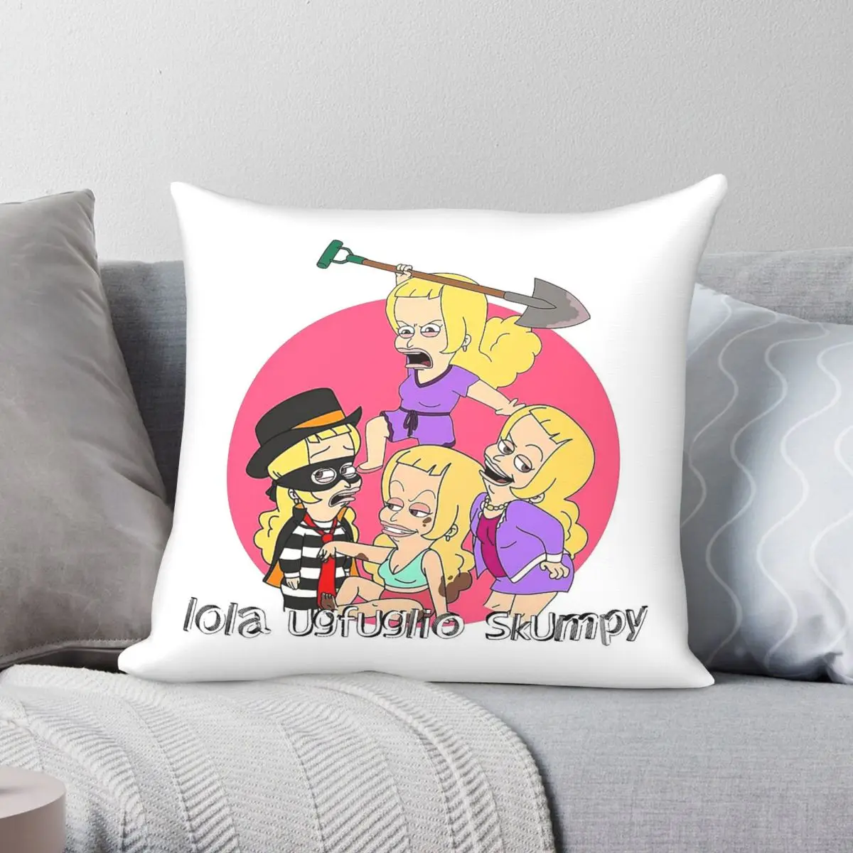 Big Mouth Lola Ugfuglio Skumpy Square Pillowcase Polyester Linen Velvet Pattern Decorative Throw Pillow Case Room Cushion Cover