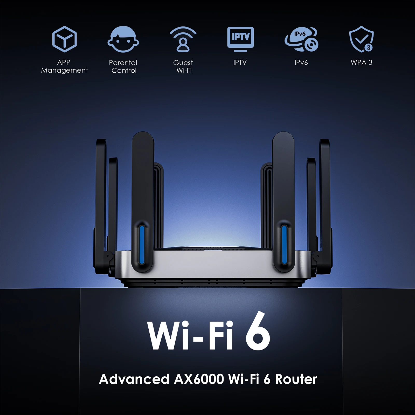 WAVLINK WiFi 6 Gigabit Router AX6000 Dual-Band 5GHz 2.4GHz Wireless Mesh Router 2500Mbps WAN/LAN with 8x5dBi High Gain Antennas