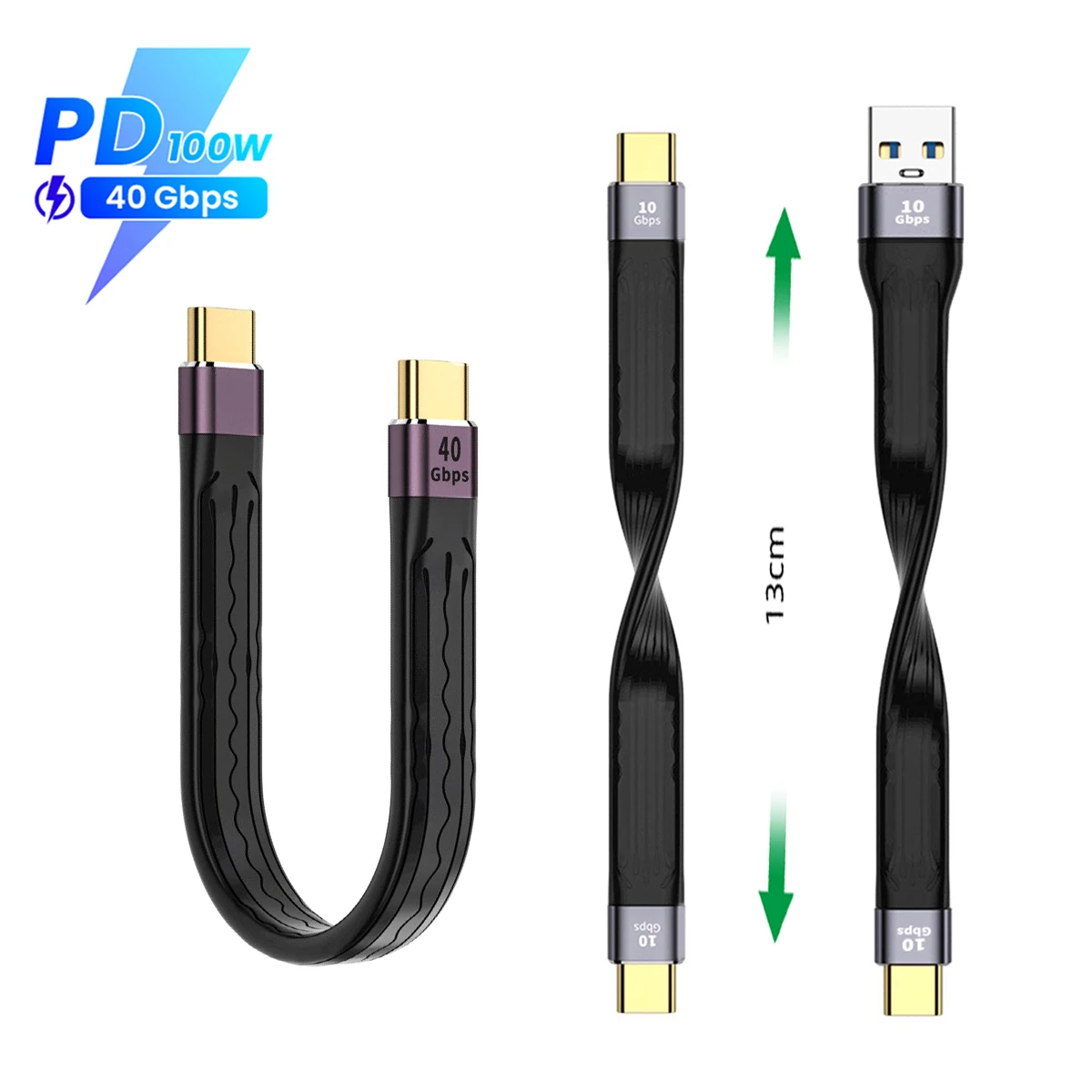 USB 4.0 Gen3 Data Cable PD 100W 5A Fast Charging USB C to Type C Cable Thunderbolt 3 4K@60Hz Cable USB Tipo C 40Gbps Data Cable