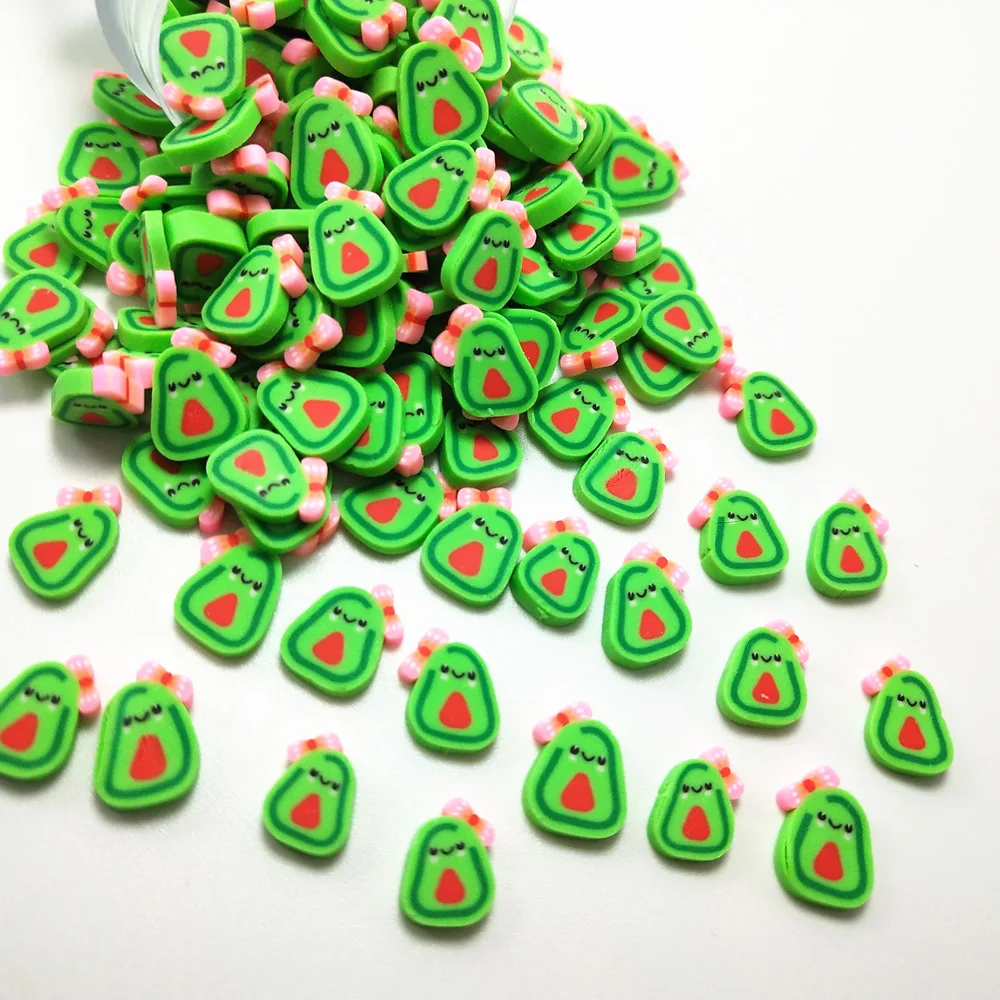 50g/Lot 10mm Avocado Polymer Clay Slices For DIY Crafts Fruit Plastic Klei Mud Particles Slime Filler Accessories