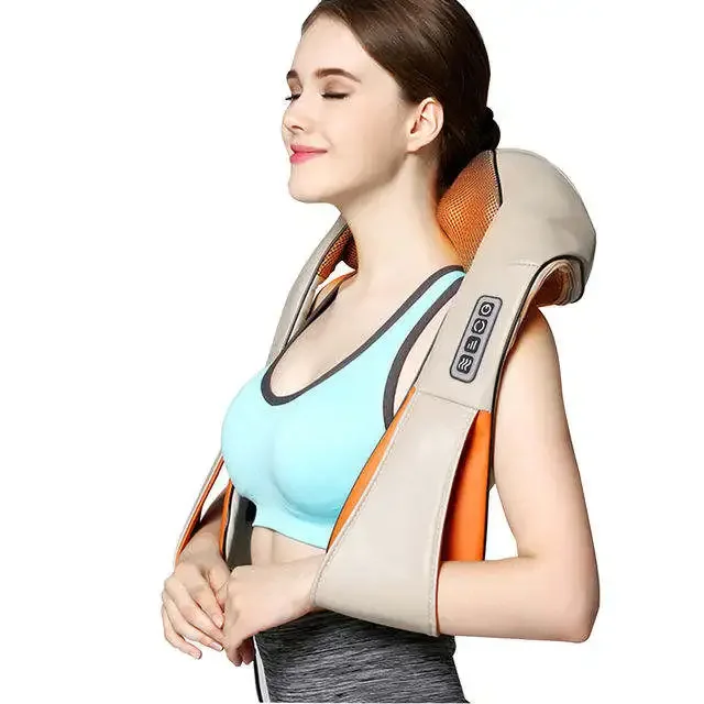 Rechargeable Shiatsu Neck Shoulder Massager Heat Deep Kneading Electric Massage Pillow for Neck Back Shoulder Body Back Massager