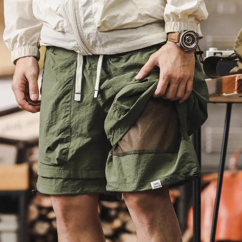

Loose Fit American Workwear orts Men's Summer Outdoor Five-Quarter Qui Dry Casual Pants Breathable Straight Leg Trousers