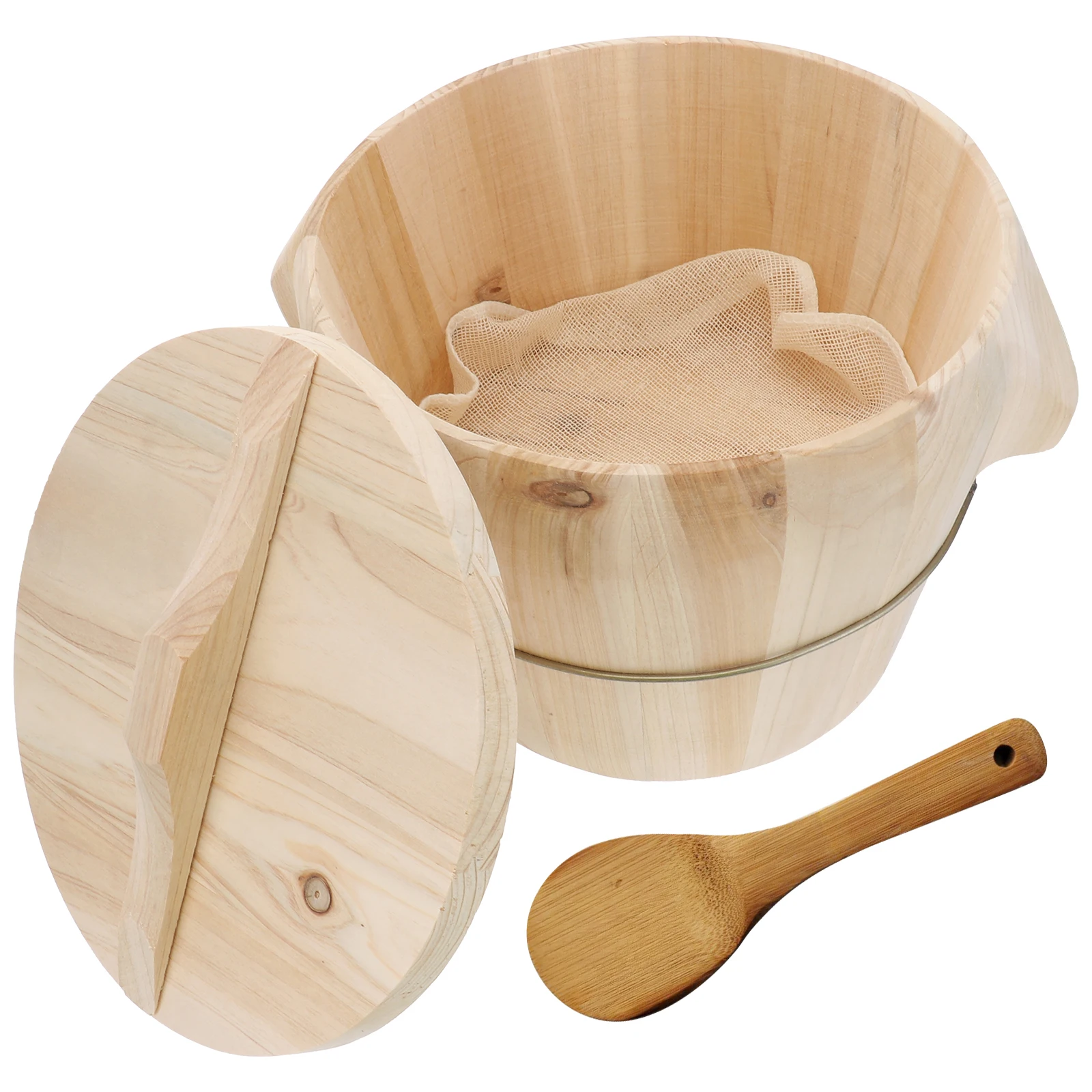

Wooden Steaming Bucket Rice Steamer With Movable Bottom Inner-Cut Design Fast Cooking Natural Wood Flavor Smooth Surface No Odor