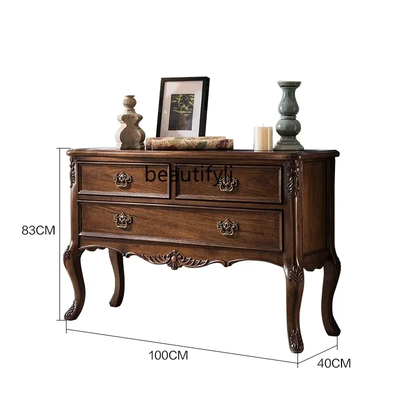 American-Style Solid Wood Entrance Entrance Cabinet Aisle Wall Entrance Side View Living Room Console Tables Locker