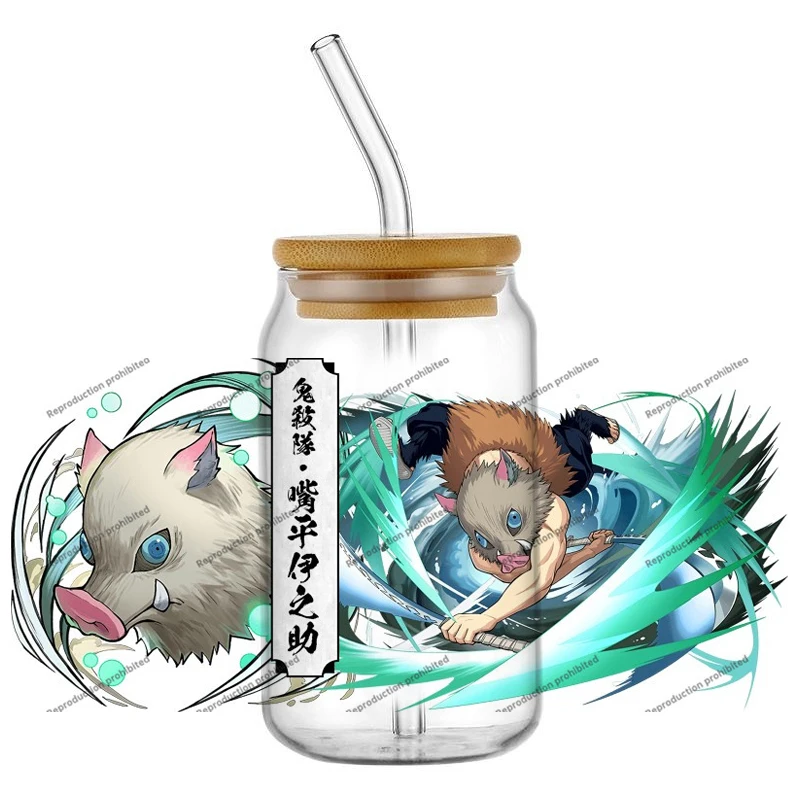 أحدث تصميم شيطان القاتل شعبية ملحمة أنيمي 16 أوقية UVDTF ملصقات ثلاثية الأبعاد الكرتون مانغا الشارات كوب القدح القهوة UV DTF هدية عيد ميلاد #6