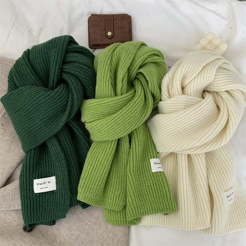 

New Classic Retro Knitted Scarf Men Women couple Korean Ins Thickened Soft Warm Solid Couple Scarves Thermal Muffler Male Female