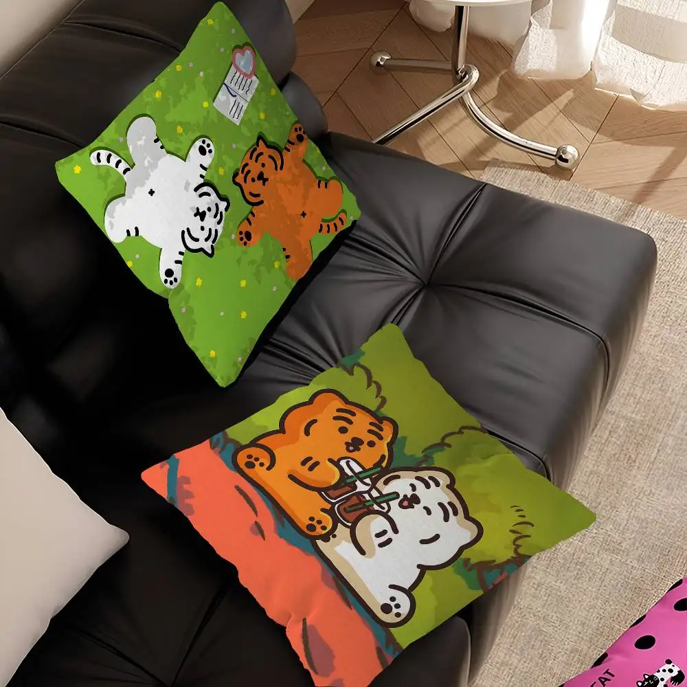 Kawaii Cute M-MUZIKS T-TIGER Pillow Covers Cartoon Sofa Decorative Home Double-sided Printing Short Plush Cute Cushion Cover