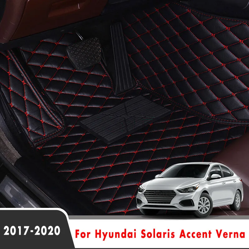 

Car Floor Mat Trunk Mat For Hyundai Solaris Accent Verna 2017 2018 2019 2020 Leather Trunk Carpet Auto Interior Accessories