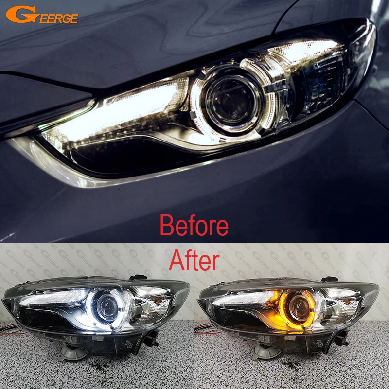 

For Mazda 6 Atenza Mazda6 GJ GL 2014 2015 2016 2017 Ultra Bright A/W Switchback DRL Turn Signal LED Angel Eyes Kit Halo Rings