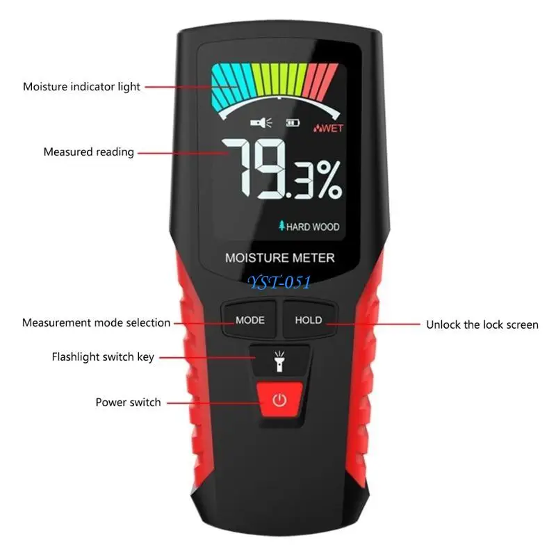 

E15A Moisture Inspection Meter Damp Meter for Building Materials with Alarm Light