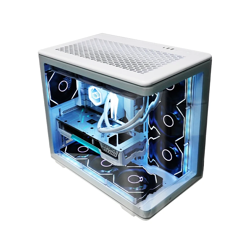 حافظة كمبيوتر مكتبي Cooler Master Elite 600 ATX بتصميم متكامل من الزجاج المنحني لعرض البحر يدعم تبريد المياه 360 درجة من النوع C