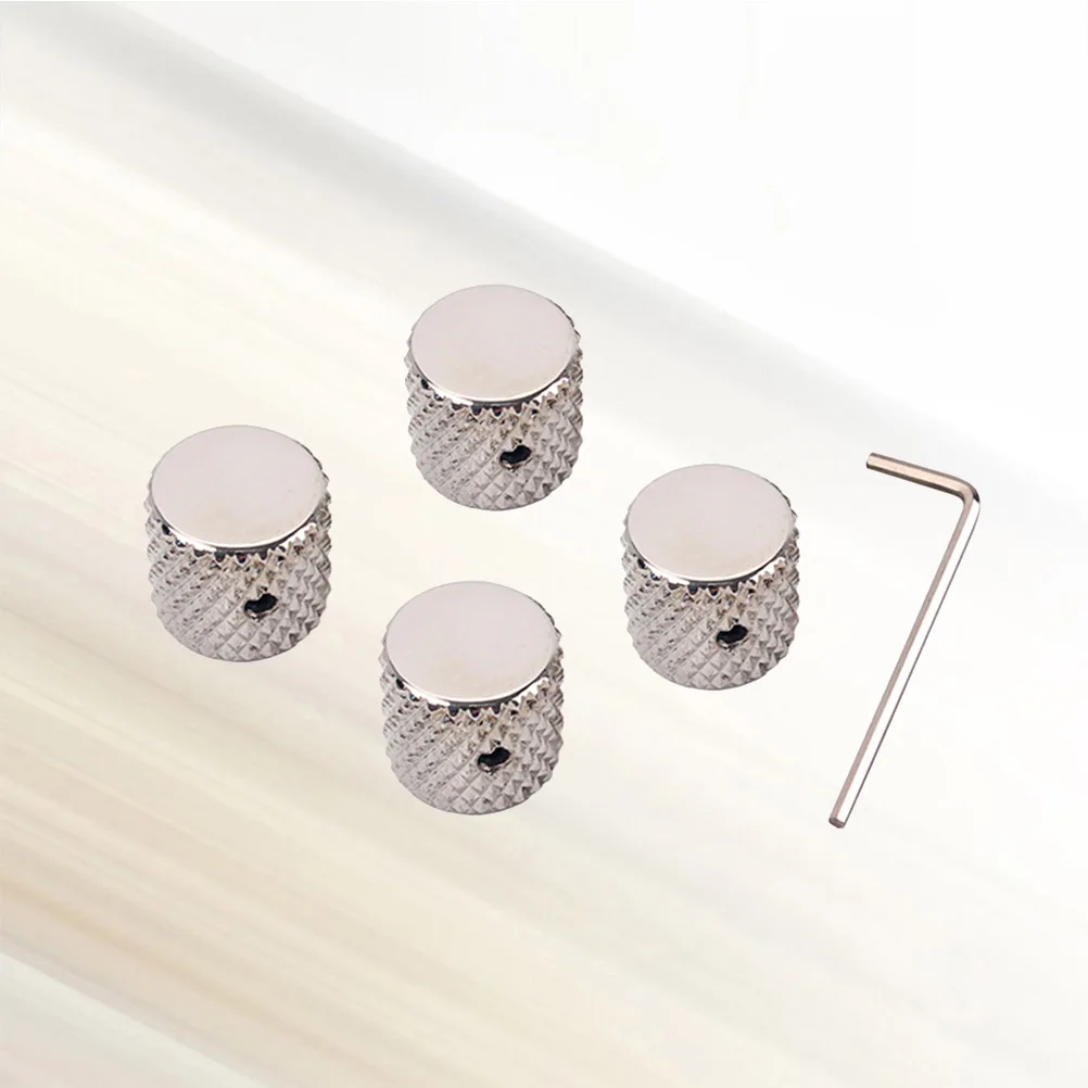 

4 Pcs Guitar Knob Electric Knobs Accessories Volume Bass Parts Aluminum Alloy Control Flat Tone