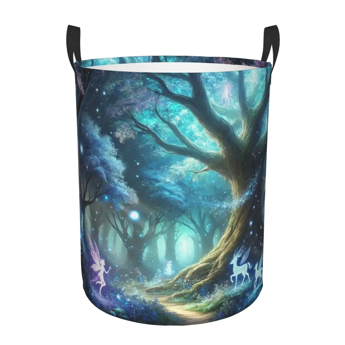

Светящийся зачарованный лес с феями и волшебными существами, корзины для грязного белья, складная корзина для хранения одежды для дома и детей