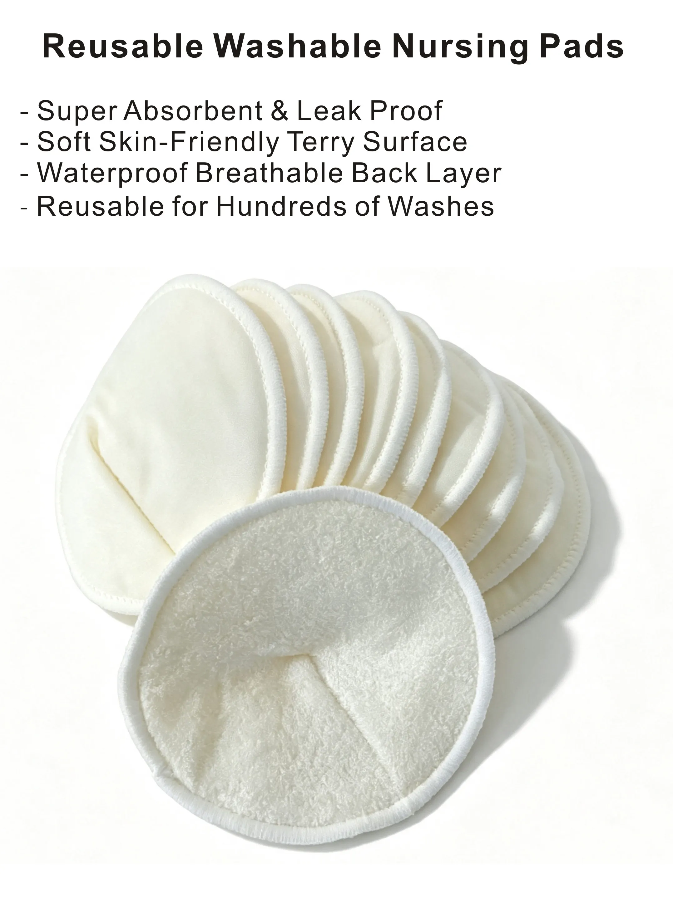Reusable Bamboo Nursing Pads Super Absorbent Waterproof Washable Contoured Leakproof Soft for Breastfeeding Maternity Moms