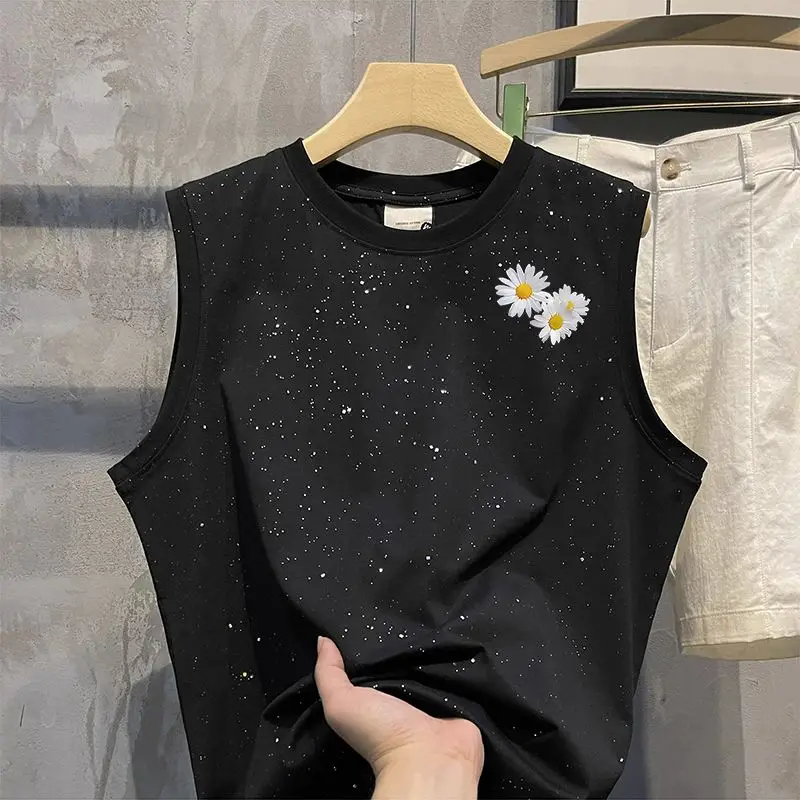 

Men Women Vintage American Streetwear Tank Tops Summer Oversized Sleeveless Tee Casual Hip Hop Loose Vest Couple Plus Size