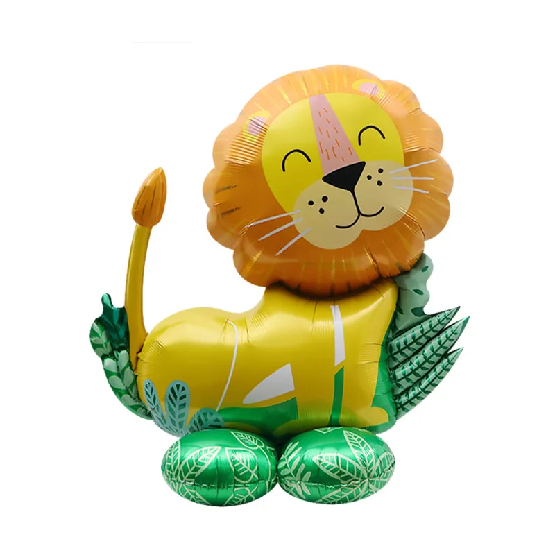 4D Standing Lion Dinosaur GiraffeFoil Balloon Jungle Coconut Tree Ballon Safari Animals Kids Happy Birthday Party Decor Balon