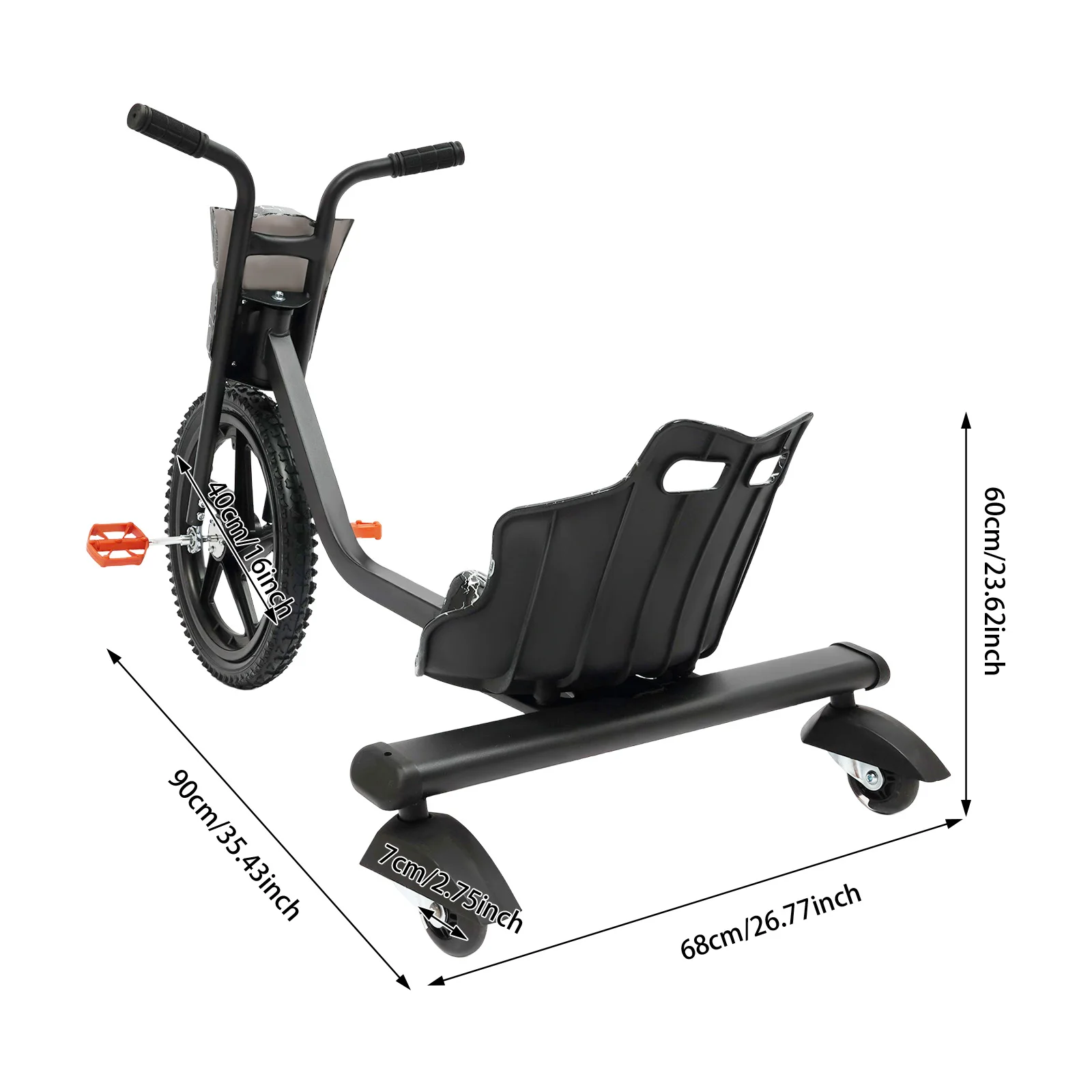 Kinder-Dreirad, Pedal-Dreirad, nicht angetrieben, Drift-Kart, Balance-Auto, Drifting Scooter Drifter für 6 Jahre – Detail 1