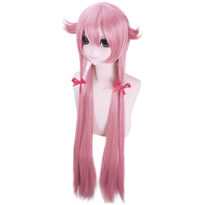 Parrucca cosplay sintetica lunga diritta rosa 100 cm fibra resistente al calore festa in costume gioco di ruolo capelli anime