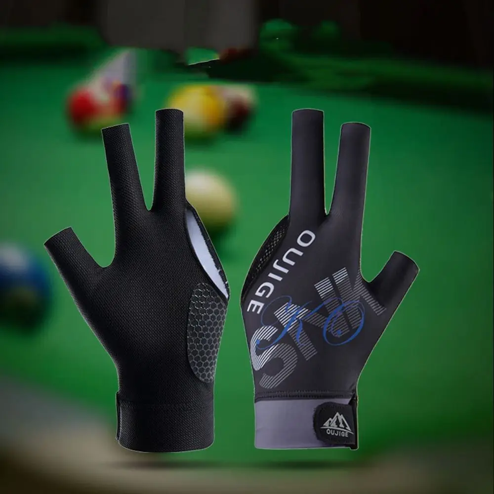 Three Finger Left Hand Billiards Gloves Wear-resistant Left Hand Snooker Glove Exposed Finger Breathable Three Cut Gloves Men