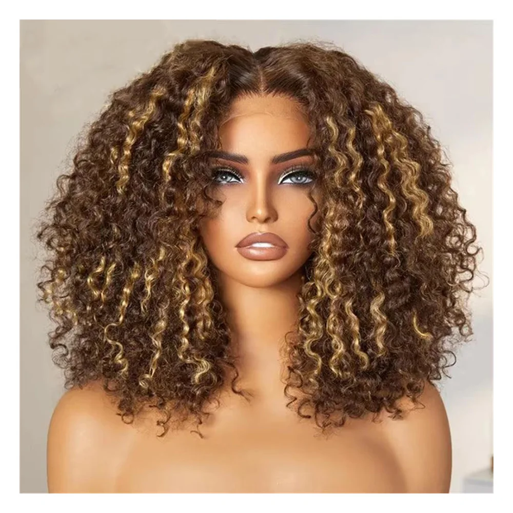 HEYJU Krullende Korte Bobpruik P4/27 Echt Haar 5x5 HD Kant Glueless Voorgeplukt 200% Dichtheid Braziliaans Deep Wave Voor Vrouwen Beginners - afbeelding 2