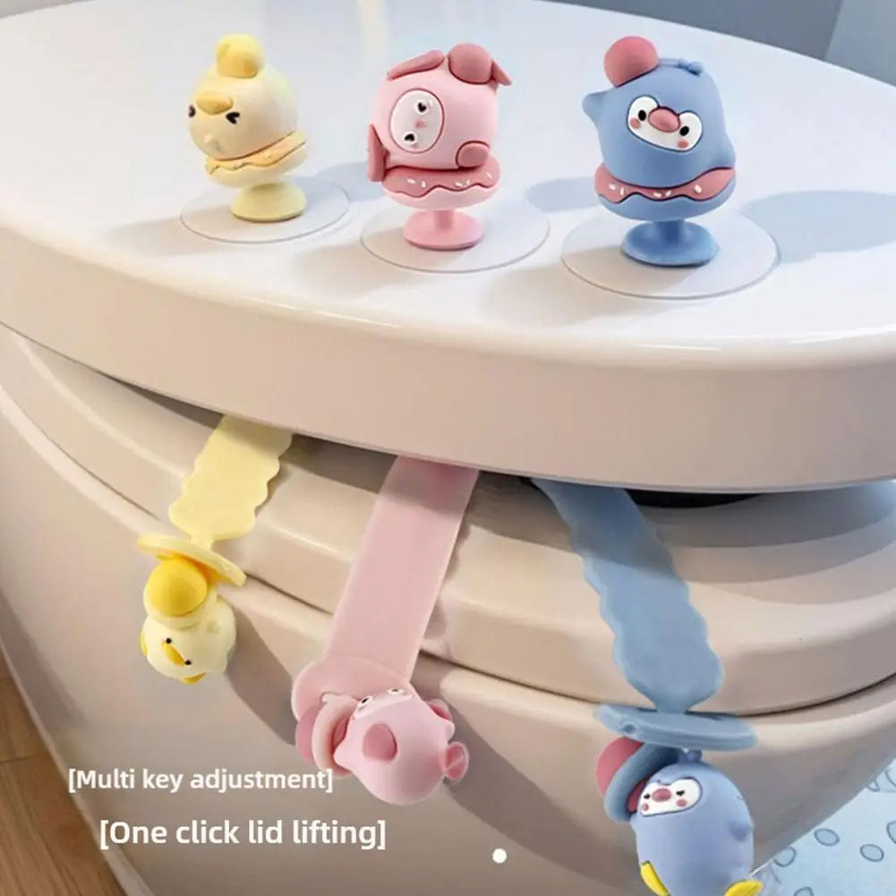 Cartoon Toilet Lid Opener Anti-Dirt Toilet Handle Silicone Lifting Device Cute Lid Lifter Creative Bathroom Accessories