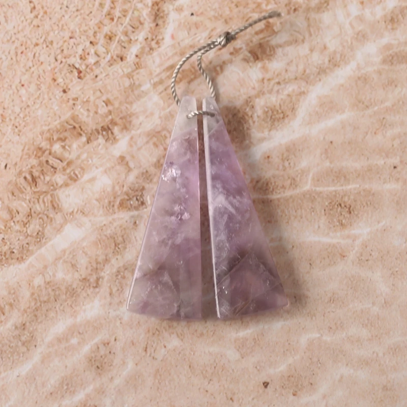 

B&F Natural Amethyst Crystal Long Earring Beads 39x17x4mm 5g Fashion Jewelry Accessories Ideal Gift for Women