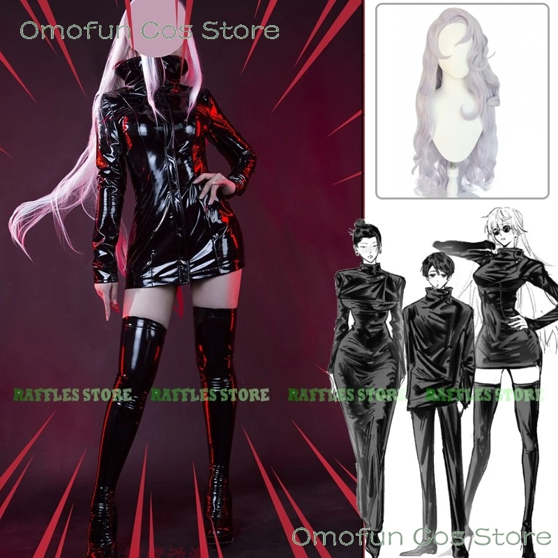 Female Gojo Satoru Cosplay Costume Wig Genderswap Black Suit Halloween Anime Comic Event Party Fancy Clothes for Women