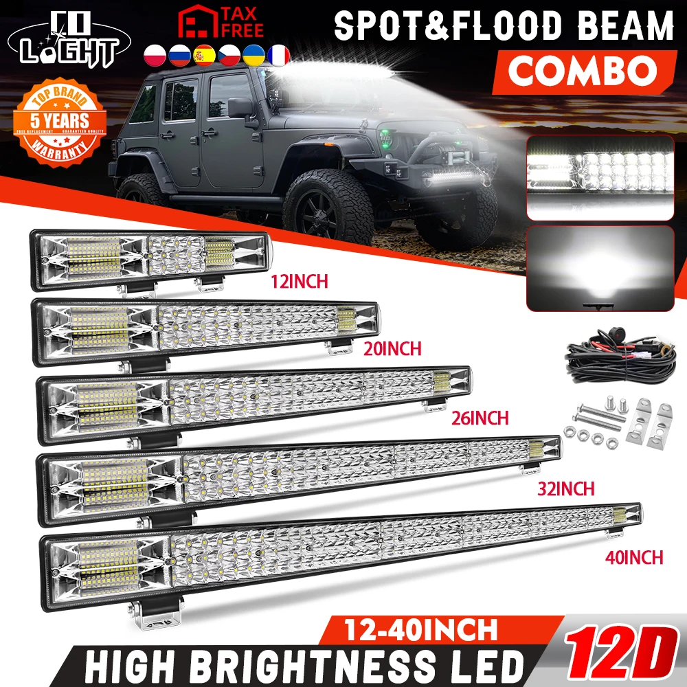 CO LIGHT 3-Rows LED Light Bar 40 Inch 90000LM New Spot Flood Combo Beam Driving Off Road Work Light for Truck Pickup ATV UTV SUV