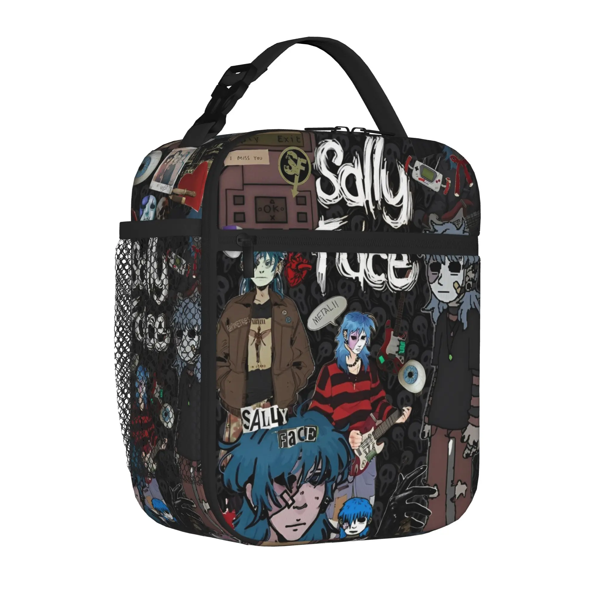 Insulated Lunch Tote Bag Sally Face Sal Fisher SF Y2K Game Gothic Thermal Cooler Lunch Boxes Portable Travel Bento Storage Box