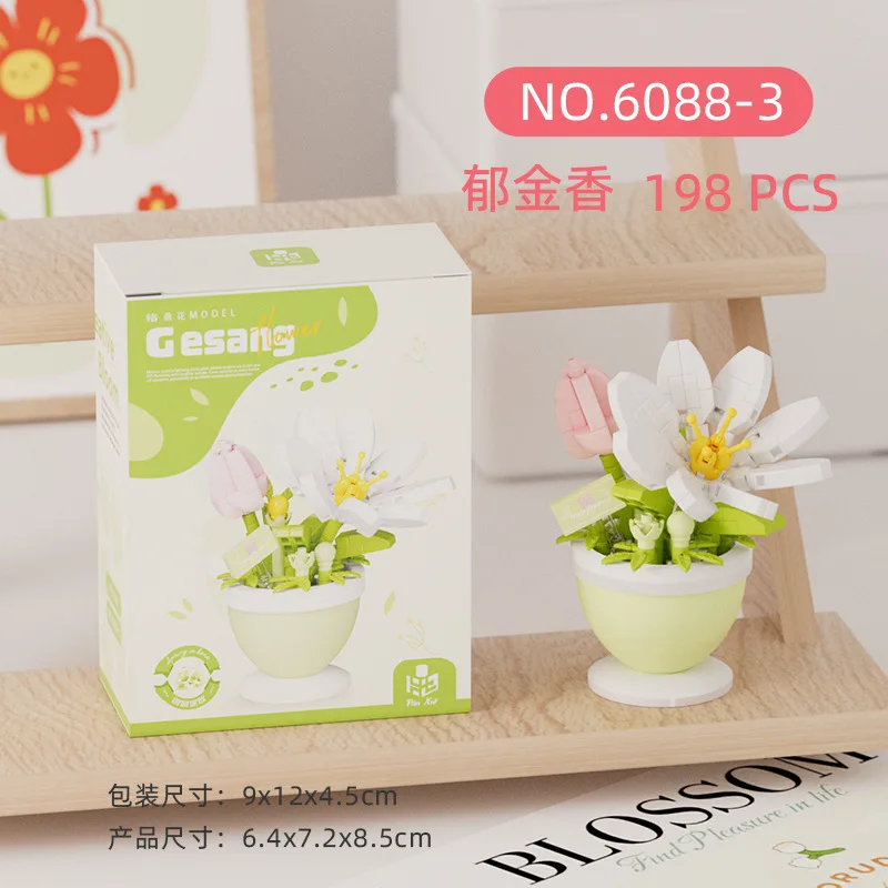 2024 neue Original Rose Blume Geschenk Box Tulpe Lotus Bausteine Blume Modell Winzige Partikel Geschenk Spielzeug – Detail 7