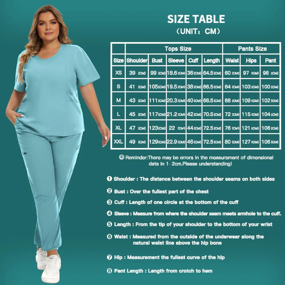 New Medical Uniforms Women Scrubs Suits Beauty Clothes Operating Room Overalls V-Neck T-Shirt Tops Jogger Pants Nurse Set