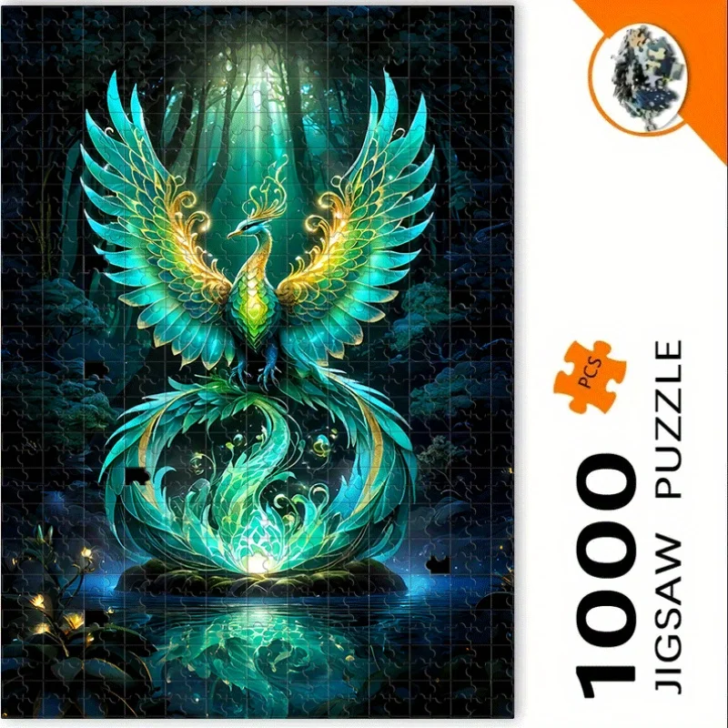 Phoenix, Forest, Light, Water Puzzle 500pcs/1000pcs for Adults - Interactive Family Game, College Roommate Interaction - Menta