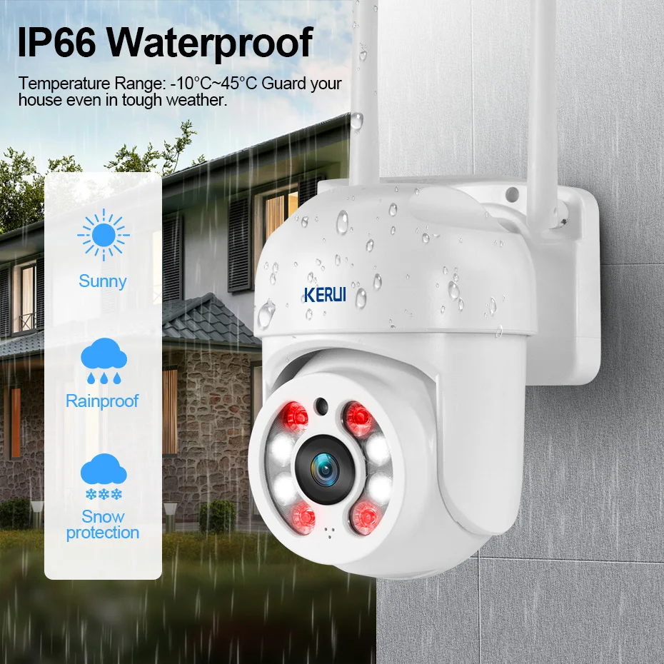 KERUI 3MP WIFI IP Camera PTZ Control Outdoor Two Way Audio Human Detection Auto Tracking Support Onvif  CCTV Security Camera