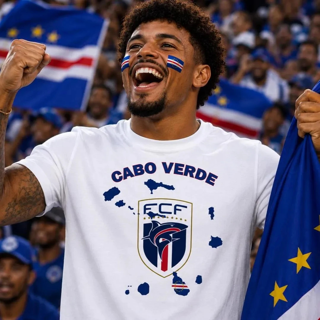 2026 Cape Verde T Shirt Vintage Cape Verde Flag National Emblem Football Graphic Tee Loose Casual Soccer Fan