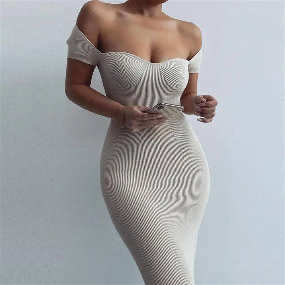 Mùa Hè Ôm Body Gợi Cảm Nữ Gân Midi Đầm Hông Bọc Eo Ôm Bút Chì Dài Đầm Midi Đảng Vestidos Áo Dây