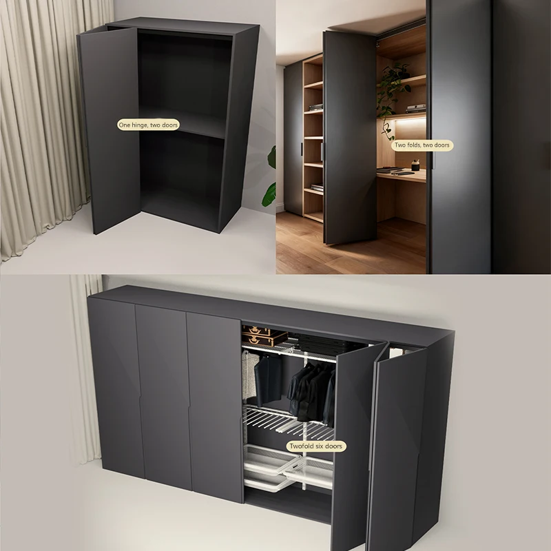 Bottom Rail Free Folding Door Hardware Set With Overhead Pulley For Wardrobe Room Divider Smooth Gliding And Space Saving