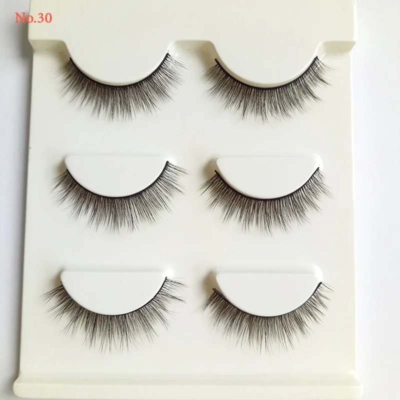 3 paires/ensemble fait à la main 3D faux cils Multiple en option maquillage naturel cils épais éclaircir les yeux outils de maquillage