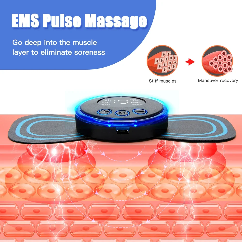 Portable EMS Neck Massager Multi-Speed Pulse Neck Massager LCD Display Mini Adjustable Body Massage Patch for Neck & Shoulders