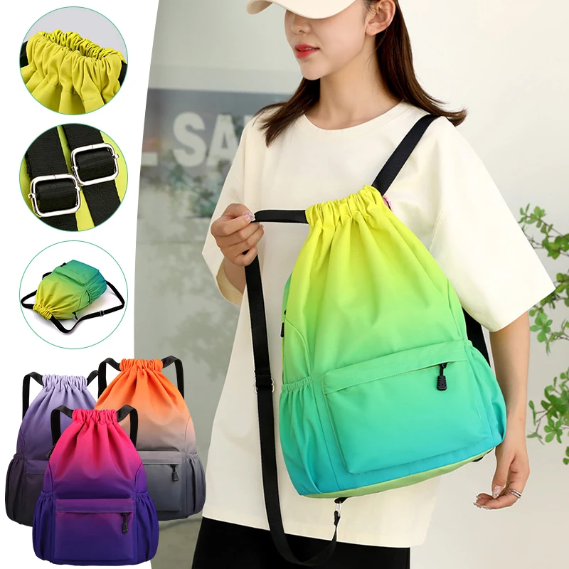 Gradient Color Sport Gym Bag Backpack Women Camping Large Football Basketball Bag Fitness Shoes School Weekend Travel Backpacks