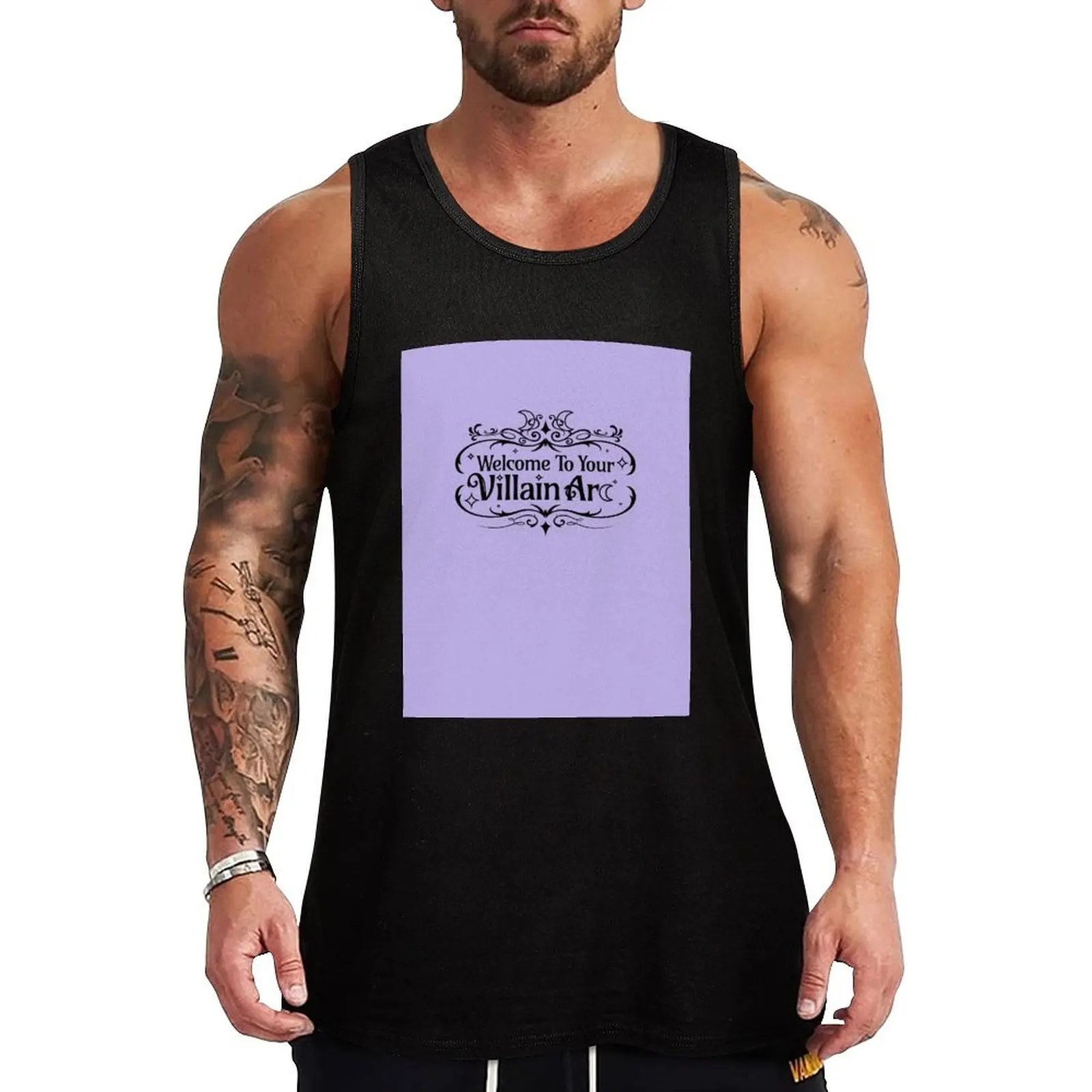 Welcome to Your Villain Arc (BLK on Lilac) Tank Top Men's fitness t-shirt Bodybuilding shirt Men's t-shirts