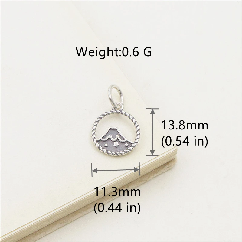 100% Real Sterling 925 Silver Accaccessories Mount Fuji Charm Pendant For Bracelets and Necklaces Key Diy Material for Jewelry