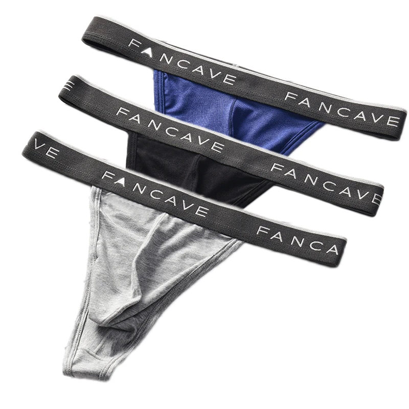 3PCS/set Men\'s Panties Underwear Comfortable T-Back Briefs Breathable Thongs U Convex Pouch Sexy Mid Waist Male G-String Thong