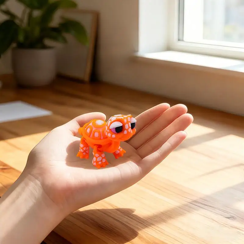 /KQM/Plastic 3D Printed Turtle Model Exquisite Cartoon Simulated Animal Model Movable Joints Desktop Decorations Holiday Gifts view 3