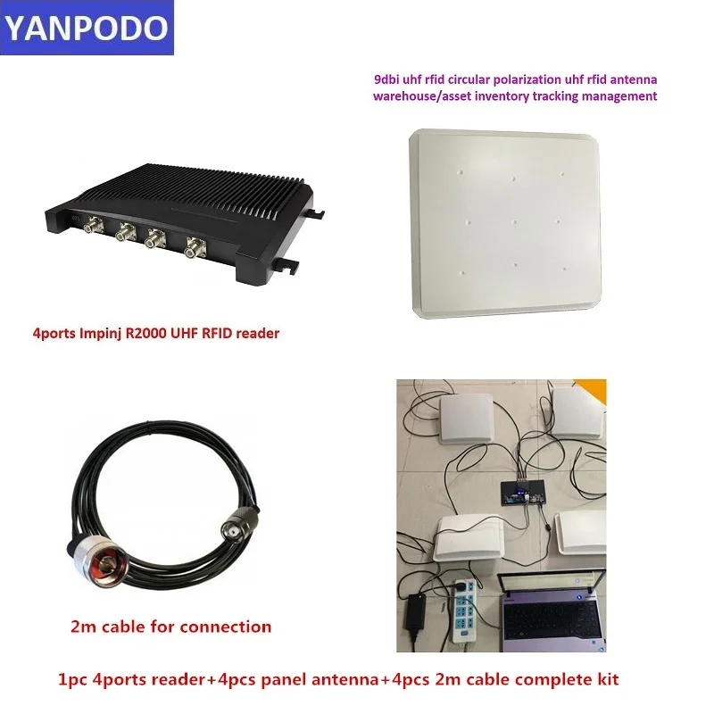YANPODO 4 portas UHF RFID Impinj R2000 Chip Leitor Fixo Multi-tag 700tag/seg para Gerenciamento de Rastreamento de Armazém