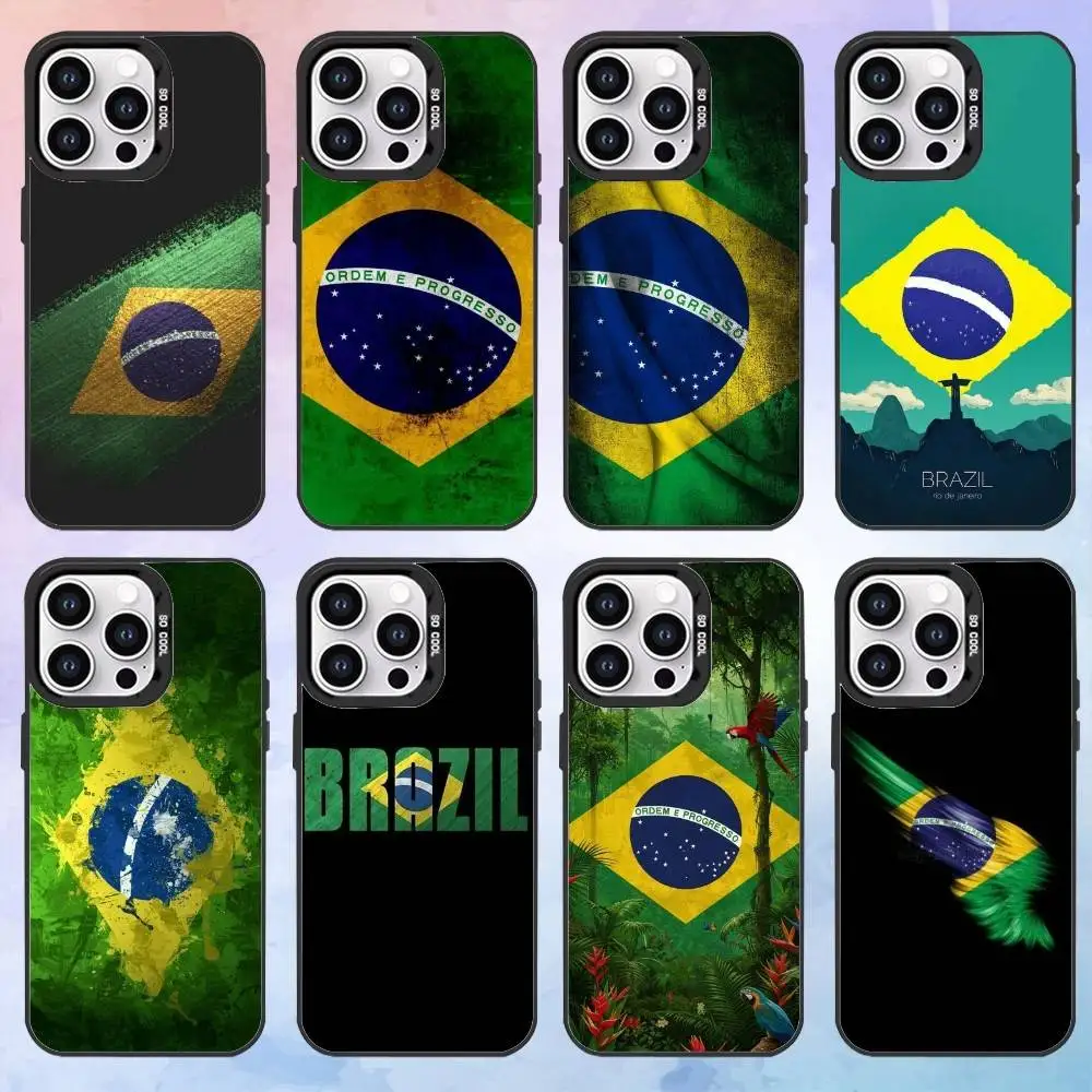 

Brazilian flag Phone Case For iPhone17,16,15,14,13,12,11 Plus,Pro Max Black Candy Matte Shockproof Cover