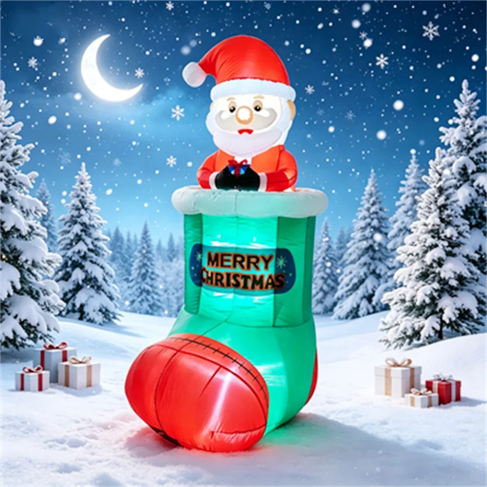1.6M/5FT LED Lighted Inflatable Santa Claus Christmas Decoration Yard Party Holiday Indoor Decor with Lift-Up Design